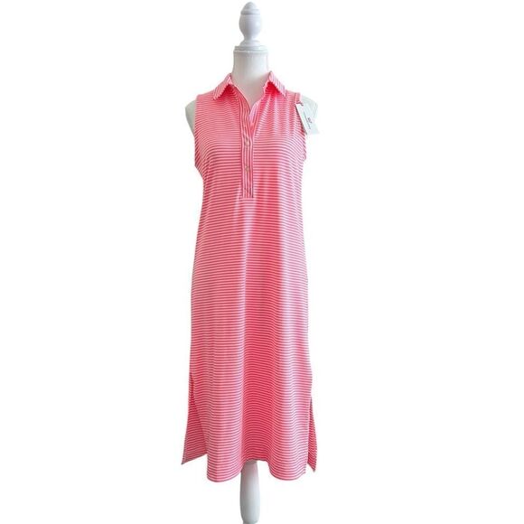 Vineyard Vines Striped Sleeveless Midi Margo Dress NEW Size XS Pink - Picture 1 of 11